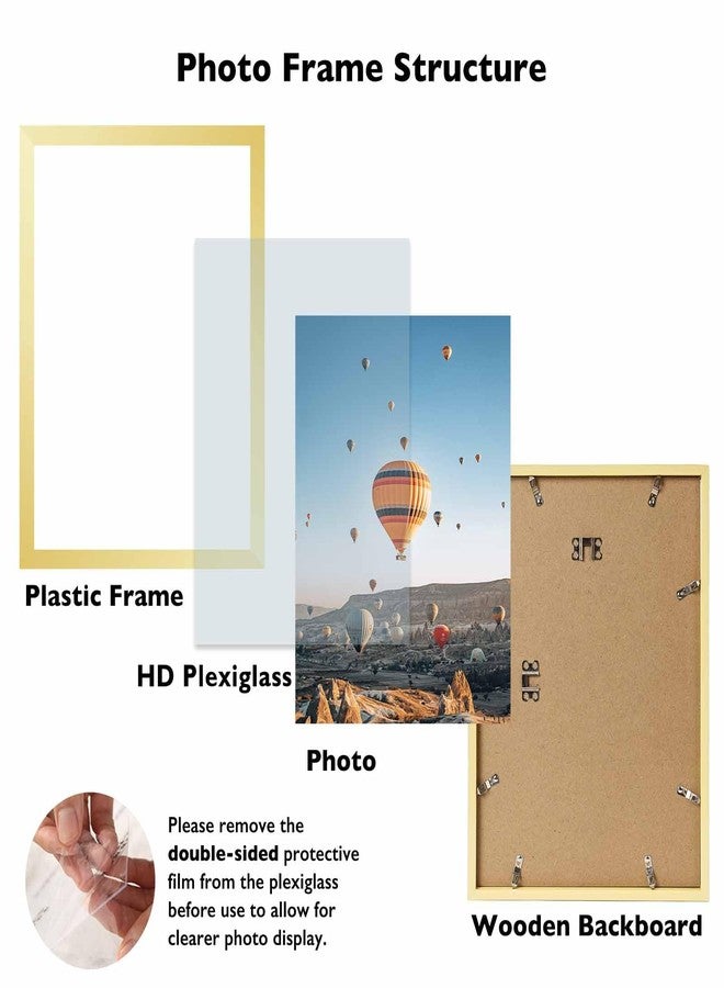 JCJMY 11x14 Picture Frame Gold for Wall Hanging, Wall Mounting Horizontally or Vertically, 11 x 14 Wall Gallery Poster Photo Frame with Shatter Resistant Plexiglass, Gold - Image 2
